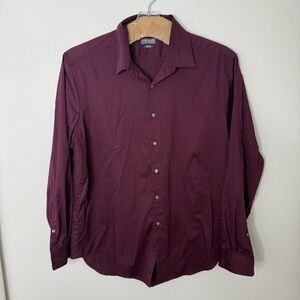Van Heusen Men's Flex Fit 18/34/35 XXL Purple Maroon Eggplant Button Down Shirt